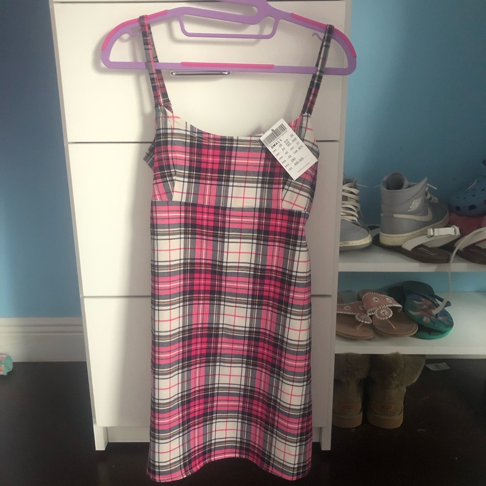 BRANDY MELVILLE pink plaid dress